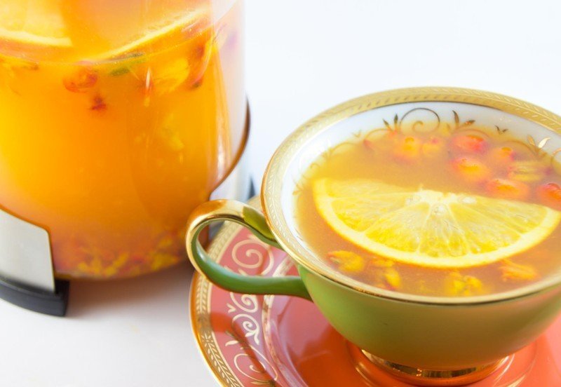 Чай с облепихой и апельсином